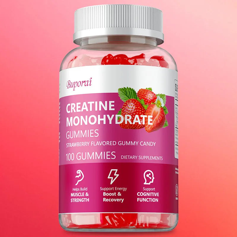 Creatine Monohydrate Gummies - Increase Lean Muscle, Natural Energy & Cognitive Function, Relieve Muscle Soreness, Gluten Free