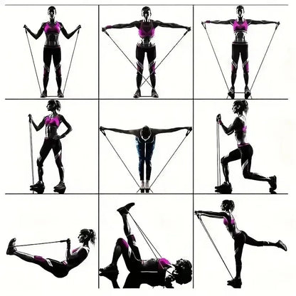 11pcs/Set Pull Rope, Resistance Bands, Portable Fitness Equipment, Ankle Strap, Chest Expander, Elastic Exercise Band