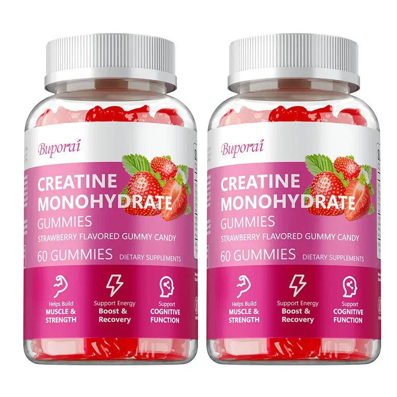 Creatine Monohydrate Gummies - Increase Lean Muscle, Natural Energy & Cognitive Function, Relieve Muscle Soreness, Gluten Free