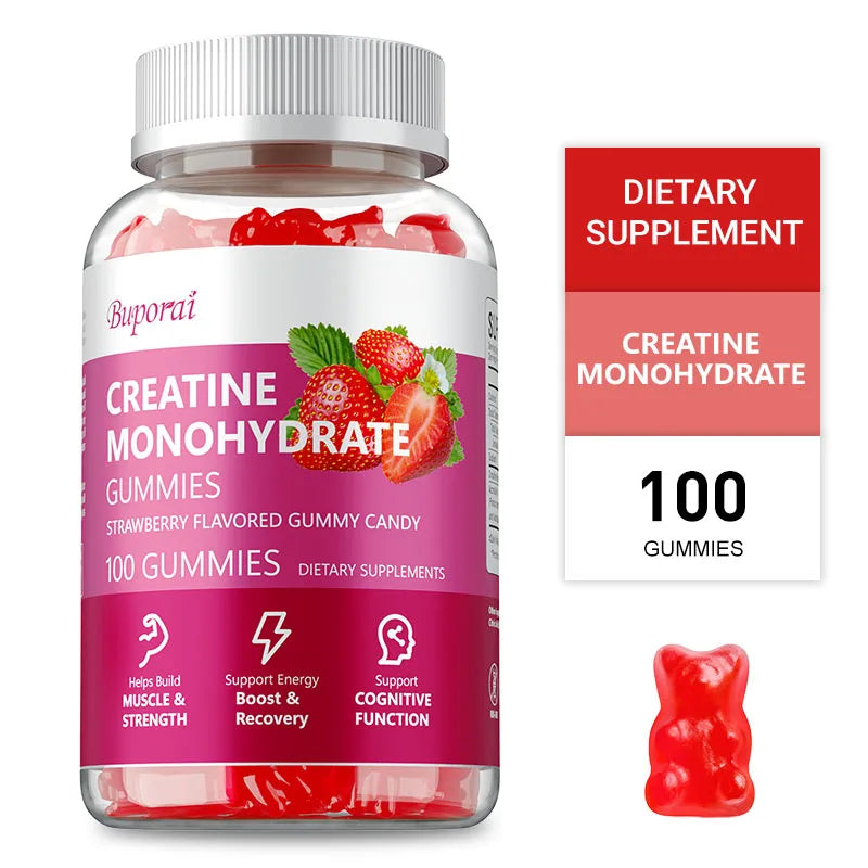 Creatine Monohydrate Gummies - Increase Lean Muscle, Natural Energy & Cognitive Function, Relieve Muscle Soreness, Gluten Free
