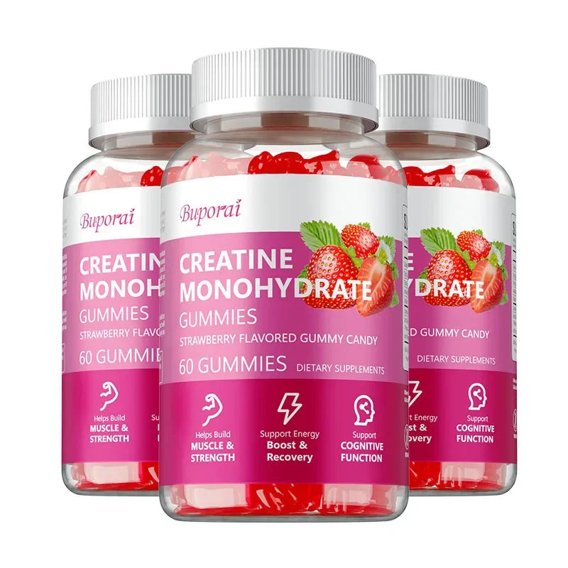 Creatine Monohydrate Gummies - Increase Lean Muscle, Natural Energy & Cognitive Function, Relieve Muscle Soreness, Gluten Free