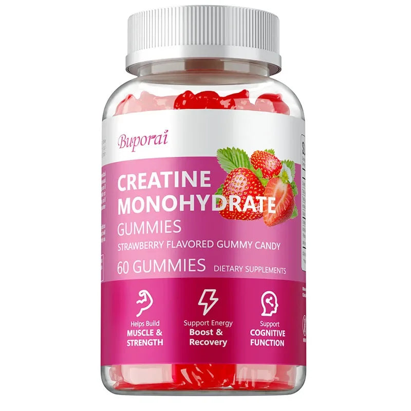 Creatine Monohydrate Gummies - Increase Lean Muscle, Natural Energy & Cognitive Function, Relieve Muscle Soreness, Gluten Free