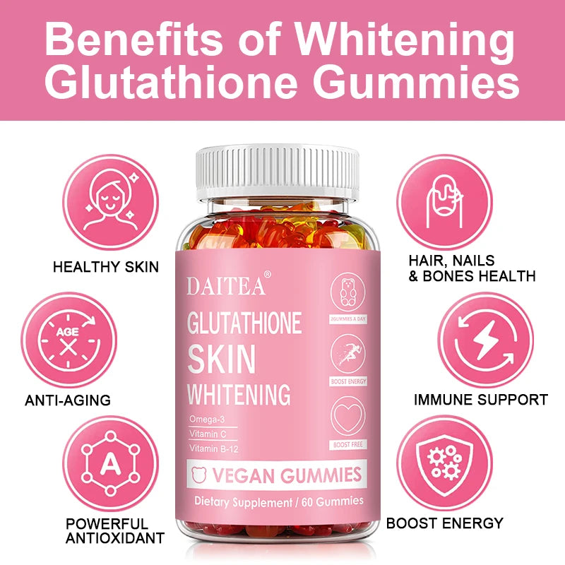 Glutathione Collagen Gummies-for Skin Care,Calcium Absorption,Anti-aging,Liver Support,Antioxidants,Immune System 60 Gummies