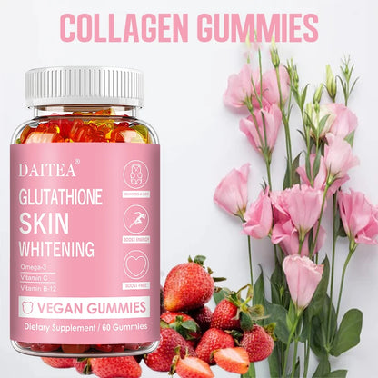 Glutathione Collagen Gummies-for Skin Care,Calcium Absorption,Anti-aging,Liver Support,Antioxidants,Immune System 60 Gummies