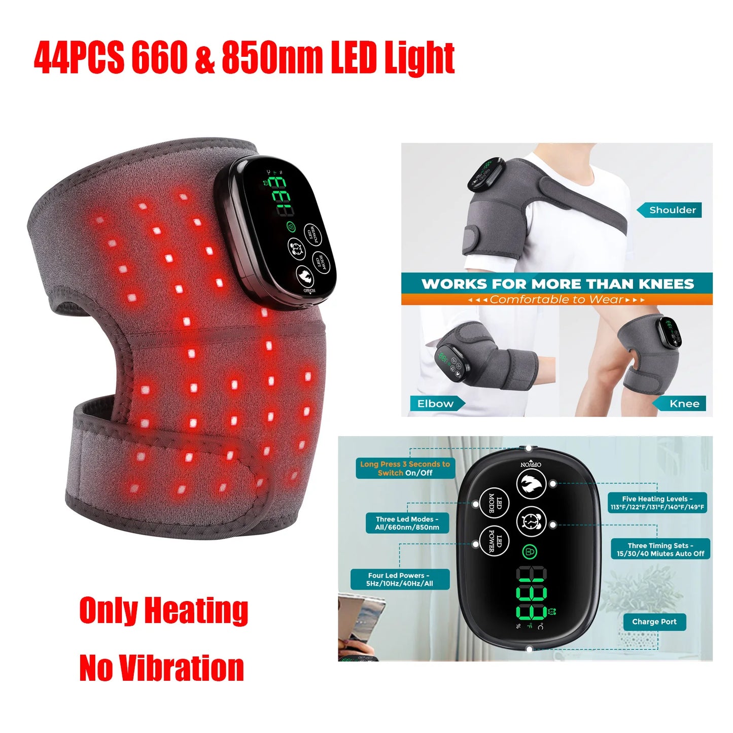 660 and 850nm Near Infrared Light Devices Knee Pad Brace 3 In 1 Heating Shoulder Elbow Joint Thermal Belts Pads